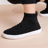 Chaussures montantes unisexe printemps-automne en maille tricotée, style chaussette, grandes tailles, respirantes, tendance, décontractées, type baskets de skate, en stock
