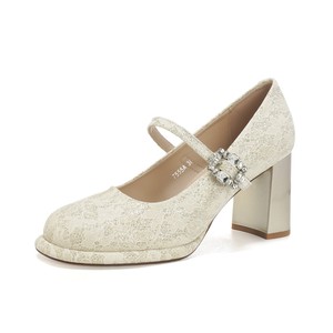 Escarpins Mary Jane à lacets, bout rond, talon carré, chaussures de mariage 7555A - Product Image 5