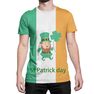 Huiyi Factory Poliéster Personalizado Irish Saint Patrick Day Camiseta Impresión digital Tallas grandes Irlanda Camisetas para celebración