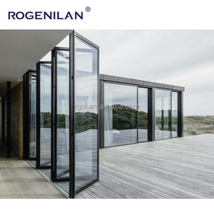Sistema <span class=keywords><strong>de</strong></span> <span class=keywords><strong>Puertas</strong></span> Plegables Modernas Rogenilan, Impermeables y Deslizantes Tipo Acordeón <span class=keywords><strong>de</strong></span> Aluminio con Doble Acristalamiento - Product Image 4