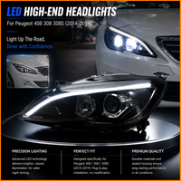 Pour Peugeot 308 408 2014-2019 : Ensemble de phares Bi-LED avec double lentille de projecteur, mise à niveau Full LED DRL, phare dynamique séquentiel