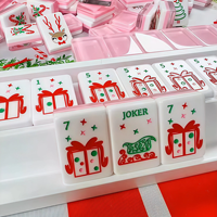 Jeu de Mahjong américain de luxe en acrylique rose pour les fêtes de Noël, 160 tuiles, 3 couches