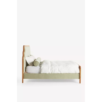 Ensemble de meubles de chambre à coucher de luxe en bois massif français antique fait main, lit en velours, taille King ou Queen