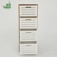 Commode moderne à 4 tiroirs en bambou, un élégant meuble de rangement pour la chambre à coucher et l'organisation du salon, en bois massif