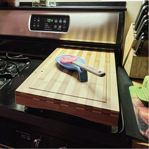 Tagliere Grande in Legno Ecologico con Copertura Regolabile per Piano Cottura, Scanalature per Succhi e Superficie Oleorepellente per Uso Alimentare in Cucina - Product Image 5