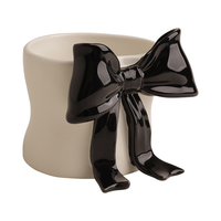 Mug en céramique moderne sans poignée avec grand nœud 3D – Prêt pour la livraison en Europe, idéal pour le café et le thé à la maison, compatible lave-vaisselle et micro-ondes