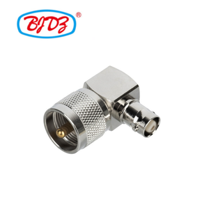 Adaptor Konektor Konverter RF Coaxial UHF <span class=keywords><strong>PL</strong></span>-259 Male ke BNC Female 90 Derajat, Bahan Kuningan, Pasokan Produsen - Product Image 1