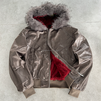 Fabricants de vêtements veste d'hiver en cuir PU personnalisée hommes femmes veste réfléchissante brillante de créateur avec capuche en fausse fourrure