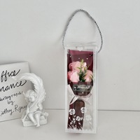 Buket Bunga Mawar & Sabun 3 Tangkai Baru untuk Hari Valentine & Hari Ibu, Anyelir Buatan dalam Kotak Hadiah Bergaya untuk Guru dan Klien