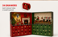 Calendrier de l'Avent de Noël : Boîtes Rigides à 24 Tiroirs, Scène Maison Cheminée Cuisine, Compte à Rebours des Fêtes, Présentoir Cadeau, Couleur Personnalisée UV