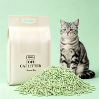 Litière pour chat biodégradable en tofu et fibres de pois, agglomérante, faible teneur en poussière, pour animaux de compagnie, 1,5-2 mm, fabrication en usine, fournitures pour litières pour chats