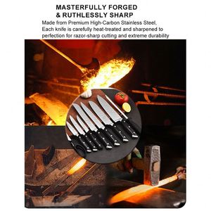 Juego de Cuchillos de Cocina Multifuncional de 15 Piezas, Acero Inoxidable, Mango de ABS, Hoja Grabada, Cuchillo de Chef Autoafilable con Soporte - Product Image 2