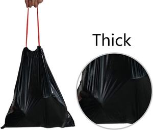 Sac à ordures en plastique de gros biodégradable jetable noir de cordon de cuisine avec la ficelle de cravate - Product Image 4