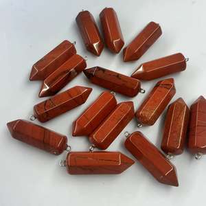 레드 재스퍼 14X43MM 육각 프리즘 보석 비즈 대형 사이즈 각진 불렛 펜던트 반귀석 DIY 주얼리 제작용 - Product Image 2