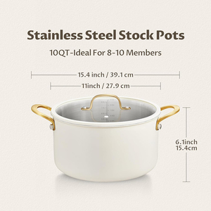 Olla Holandesa de Acero Inoxidable Triple de Alta Calidad de 9 Qt con Tapa de Vidrio, Apta para Lavavajillas, Resistente al Calor, con Asas Doradas para Gas e Inducción - Product Image 2