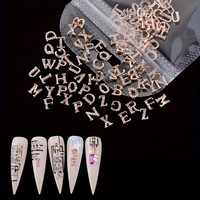 Autocollants et décalcomanies pour ongles en alliage 3D, 26 pièces, lettres de l'alphabet anglais, pour femmes et filles