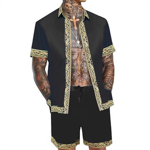 <span class=keywords><strong>Abbigliamento</strong></span> da <span class=keywords><strong>uomo</strong></span> leggero e <span class=keywords><strong>Casual</strong></span> da <span class=keywords><strong>uomo</strong></span> con stampa hawaiana completo in due pezzi per Waffle da vacanza al mare - Product Image 2