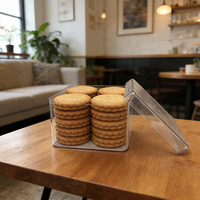 Boîte carrée en plastique jetable pour biscuits, desserts et gâteaux