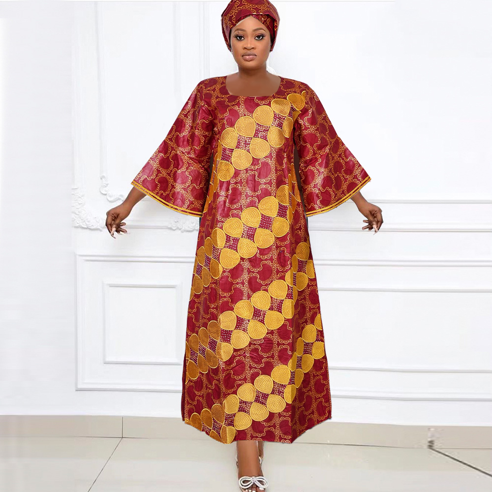 red and gold african dress African Dresses For Women Summer Autumn Africa Clothing Long Sleeve Ru –  Mega Mart Center
