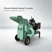 Broyeur à marteaux mobile diesel 40KW Huadong, type 500, capacité 1T/H, broyeur multifonctionnel pour bois, bambou, livres, pailles et déchets agricoles