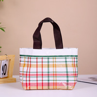Mini sacs fourre-tout en PP tissé à carreaux, sacs promotionnels personnalisés avec logo pour le commerce de détail et les cadeaux d'entreprise