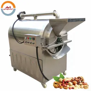 Dry Nuts Roasting Machine Automatic Commercial Nut Roasting Machine Best Industrial Electric Gas Dry Nuts Rotary Drum Roaster Oven Low Price For Sale
