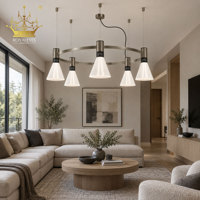 Lustre moderne en forme d'anneau, luminaire suspendu en métal brossé, abat-jour blanc en forme de cône, lampe suspendue contemporaine pour salon, salle à manger, hôtel
