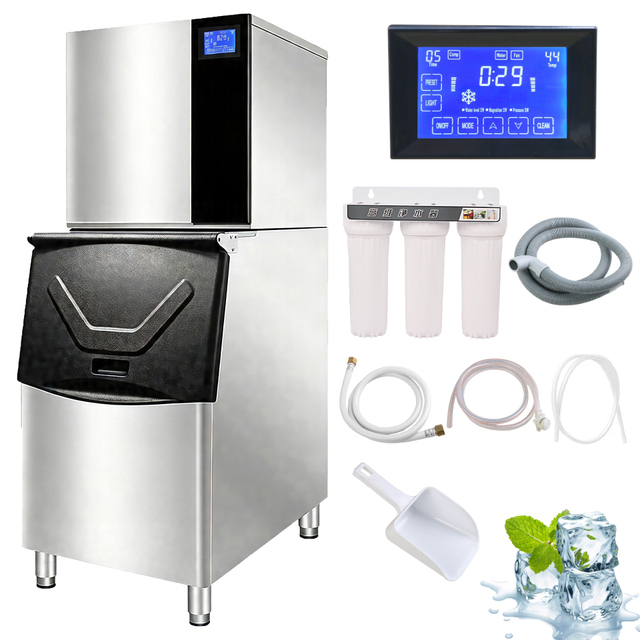Commercial Ice Maker Machine 500kg/24 Hours 250kg 300kg 1ton Production with 200kg Storage for Business  Ice Cube Making Machine
