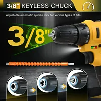 Ensemble de perceuse sans fil 20V avec tournevis électrique Mini perceuse pour le bricolage et les outils Vitesse variable Moteur à balais OEM Personnalisable