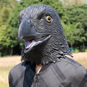 Masque en latex Black Eagle, taille unique, couvre-chef animal pour fête d'Halloween, accessoires de costume cosplay - Product Image 3