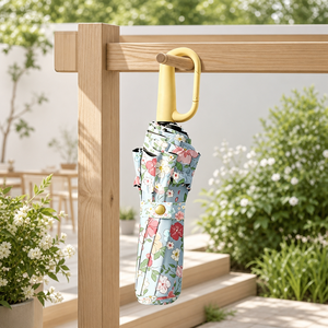 Parapluie pliant à trois sections à motif floral, ouverture manuelle, poignée à boucle de voyage, cadeaux, protection solaire et pluie, portable, anti-UV, avec logo - Product Image 1