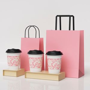 Sac en papier pour emballage de thé au lait de couleur et de taille personnalisées, sacs en papier cadeau pliables, sac en papier kraft pour café - Product Image 2