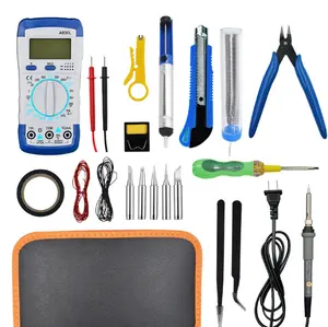 Solder Besi, Digital Multimeter Solder Set Peralatan Pengelasan 23 In 1 dengan 60W Suhu Dapat Disesuaikan