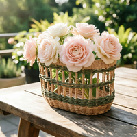 Panier à linge en corde de papier avec poignées, bac de rangement tressé ajouré pour vêtements sales, ensemble d'organisateurs écologiques pour la maison