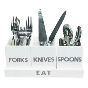 Silverware Caddy Acrylic Flatware Caddy Organizer Spoon Fork Knife Storage Holder Custom Personalized White Kitchen Flexible