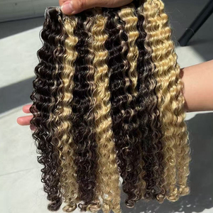 Extensions de cheveux humains en trame de ruban PU, ondulations profondes, couleur piano blond-brun mélangé, fournisseur en gros - Product Image 1