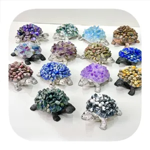 New In 2024 Crystal Turtle Carving Animal Natural Stone Crystal Sculpture Crystal Animal Figurine For Home Decorate