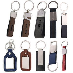Llaveros de cuero y metal personalizados Meiu con logotipo grabado para coche, regalo personal - Product Image 1