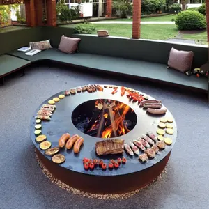 Corten Steel Bbq Barbecue Grill Outdoor Wood Burning Charcoal Corten BBQ Grills Fire Pit