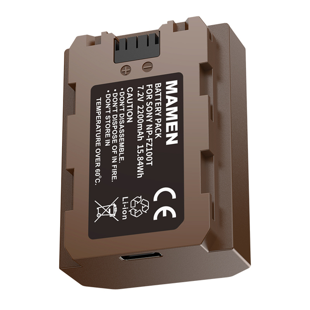 MAMEN FZ-100T 7.2V 2200mah Rechargeable Type-C Camera Battery for Sony A7M4 A7M3 A7R5 A7R4 A7R3 A7C A7C2 A7S3 A9M2 A6600 A6700