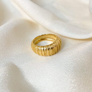 Bague plissée pain potelé Bijoux en acier au titane Bague en <span class=keywords><strong>or</strong></span> <span class=keywords><strong>18</strong></span> <span class=keywords><strong>carats</strong></span> galvanisée en acier inoxydable pvd à la mode - Product Image 4