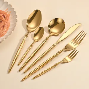 Wholesale Price Best Quality Mirror Polish Golden Silverware Stainless Steel Cutlery Sets For Wedding