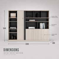 Grande armoire de rangement de bureau en bois, bibliothèque commerciale avec portes et étagères ouvertes, meuble de rangement mural pour classeurs