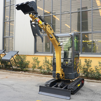 Mini-excavatrice compacte CE EPA 1,8 tonne à livraison rapide, hydraulique, à queue zéro, pour jardin et ferme, avec bras télescopique