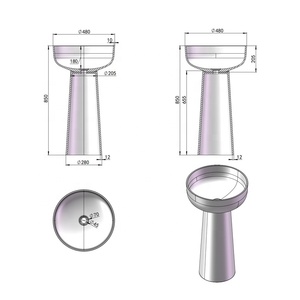 Nuevo Lavabo de Pedestal Transparente en Oferta, Lavabo de Resina Transparente, Lavabos Redondos Independientes de Color Naranja con Luces para Baño - Product Image 3