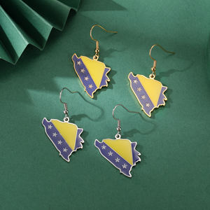 Pendientes Colgantes con Mapa <span class=keywords><strong>de</strong></span> <span class=keywords><strong>Bosnia</strong></span> y Herzegovina Chapados en Oro <span class=keywords><strong>de</strong></span> 18K, Pendientes <span class=keywords><strong>de</strong></span> Acero Inoxidable con Esmalte, Diseño Bosnio - Product Image 6