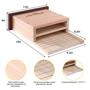 Nichoir en bois pour chauves-souris à fixer sur arbre, couleur bois naturel, nid extérieur pour chauves-souris, boîte de refuge en bois massif - Product Image 5