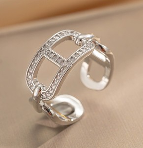 Bague ajustable en cuivre et zircon plaqué or 18 carats, style luxe léger haut de gamme, design de niche, tendance simple coréenne et <span class=keywords><strong>japonaise</strong></span> pour femme - Product Image 5