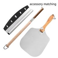 Set Peralatan Pizza: Sekop Pizza Aluminium, Spatula Dapur, Pemotong Adonan, Sekop Pizza Lipat, Gagang Kayu
