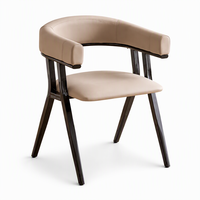 Chaise de salle à manger rembourrée beige avec dossier incurvé, assise en mousse haute densité, structure en acier carbone et pieds inclinés, 72 cm de hauteur